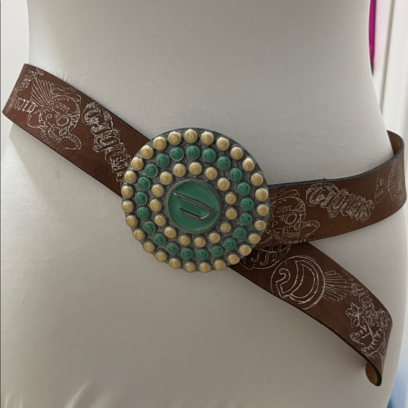 Diesel Y2K Brown Leather Statement Belt Made in Italy 90 cm - Picture 15 of 15